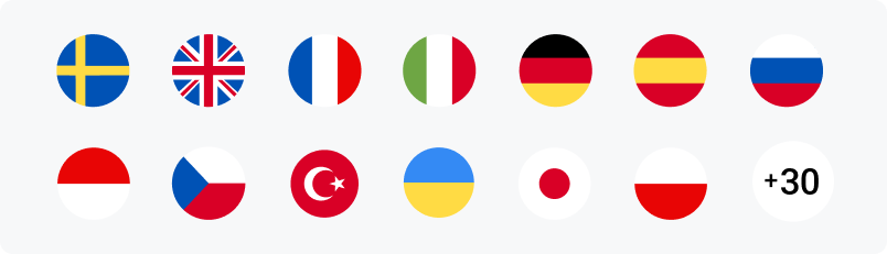 Flags of supported languages