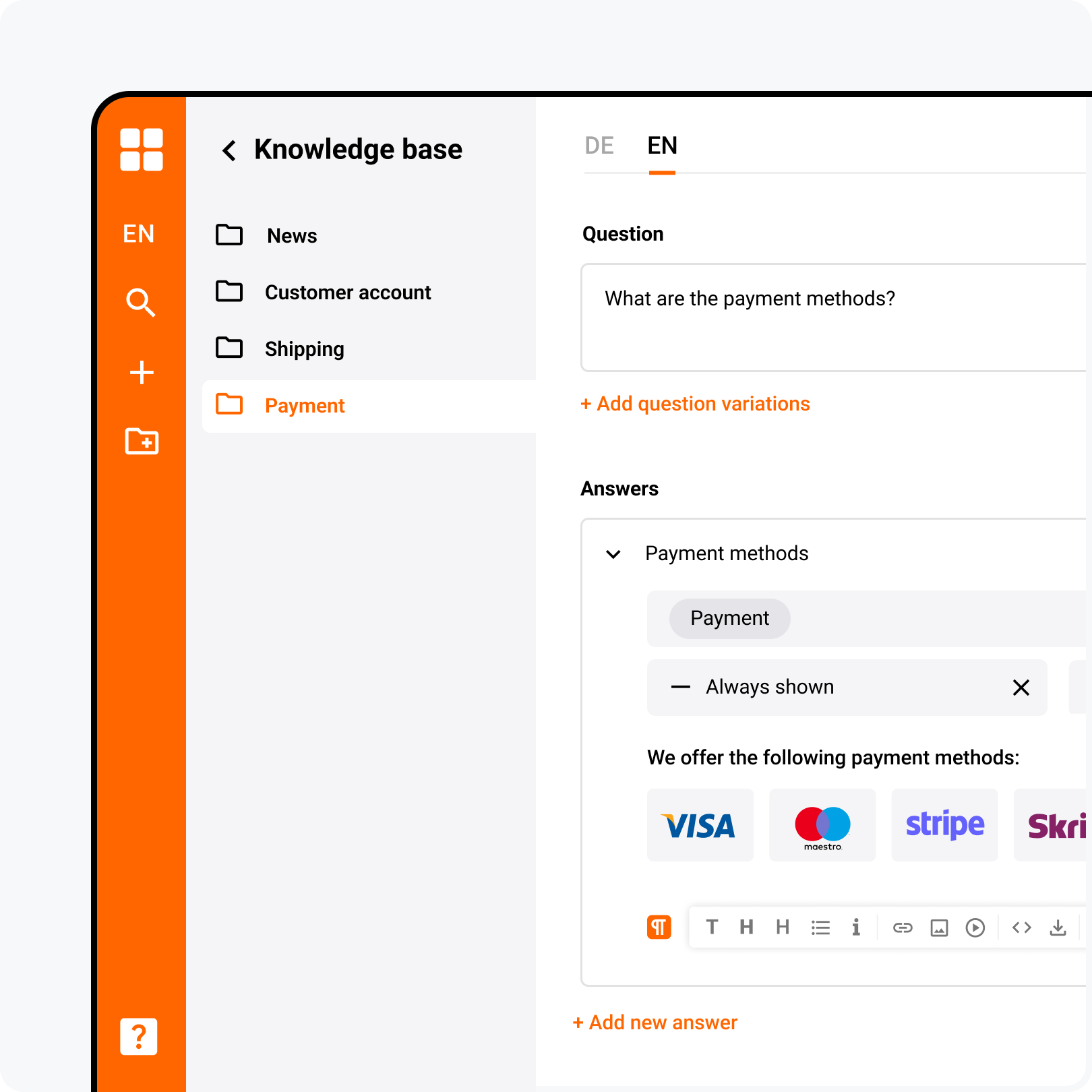 Knowledge base editor