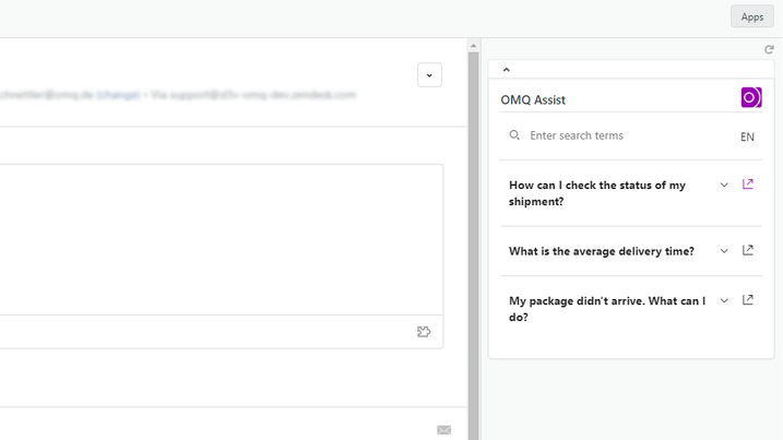 OMQ Assist select preview of an answer