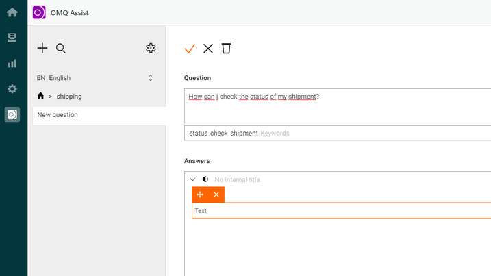 Create a new question in the OMQ knowledge database