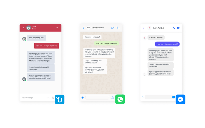 The OMQ Chatbot is available on all instant messaging platforms. Automatisierted chat for ever messenger