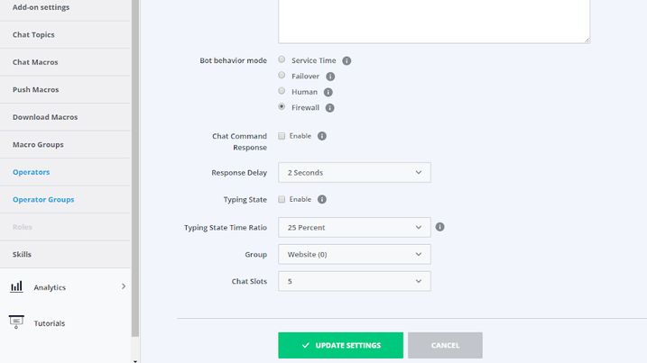 Set Chatbot setting