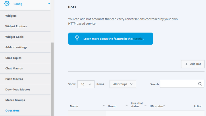 Set chatbot setting