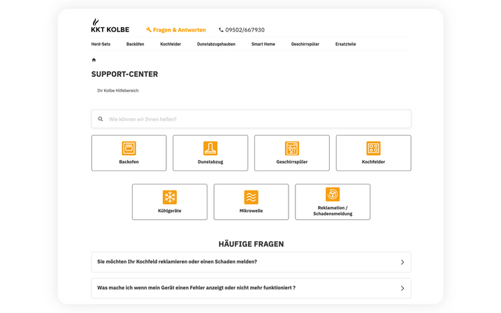 OMQ Help in use on the help page of KKT KOLBE. KKT KOLBE help page with OMQ Help