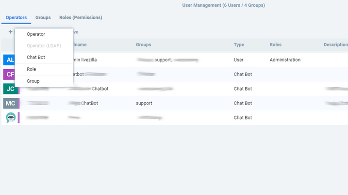 LiveZilla OMQ Chatbot Add new operator