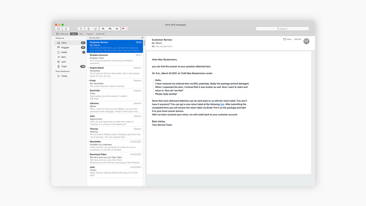 Email Bot OMQ Reply - Automatic response to customer question via email. Email Bot OMQ Reply - Automatic answer to customer question