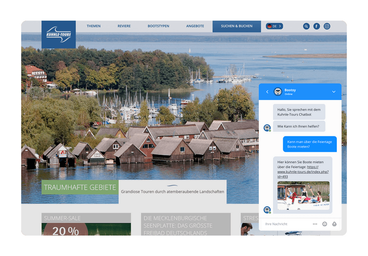 The OMQ chatbot in use at Kuhnle Tours. The OMQ chatbot in use at Kuhnle Tours