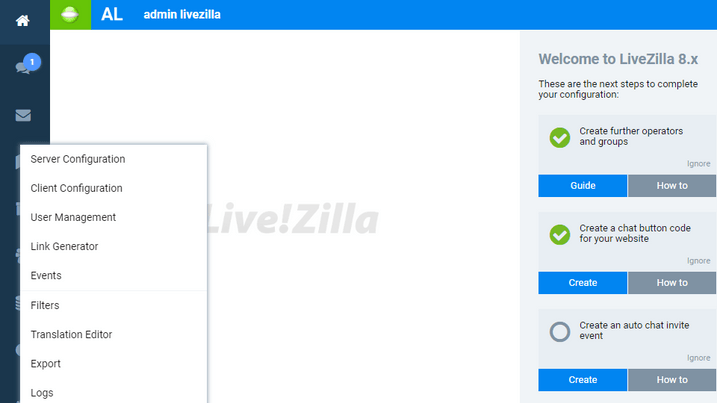 LiveZilla OMQ Chatbot Settings in User Administration